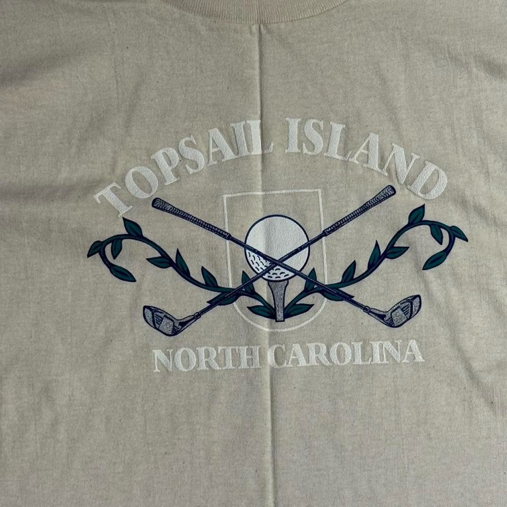 VINTAGE GOLF TOP SAIL ISLAND NC CREAM TEE LARGE NWT - Picture 5 of 8